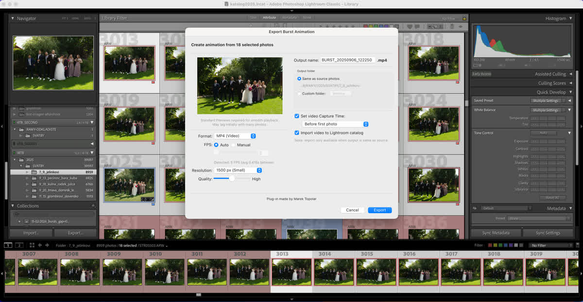 Burst2GIF plugin dialog in Lightroom Classic