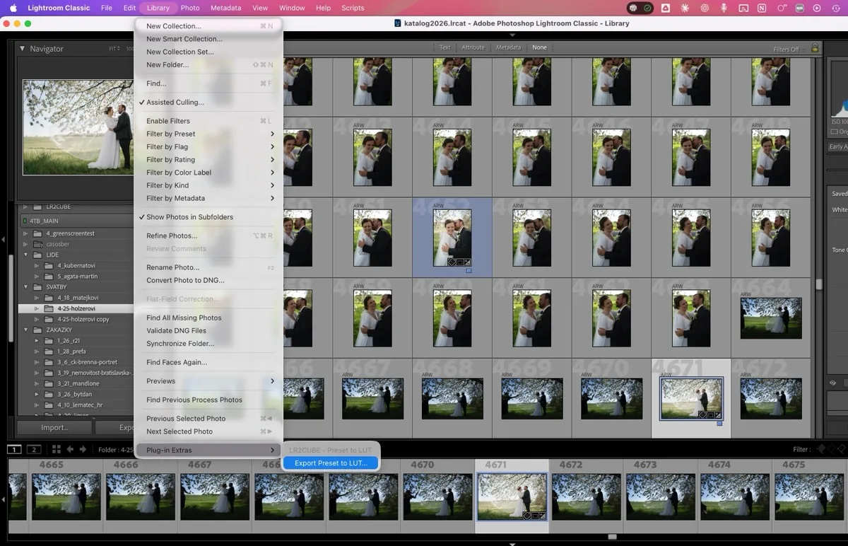 Preset to LUT plugin in Lightroom Classic menu